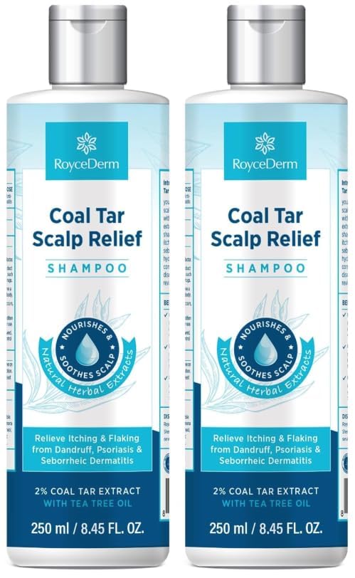 Roycederm front packaging showing two medicated shampoo bottles for consistent relief