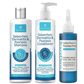Roycederm front packaging bundle showing all three products and clear labeling benefits