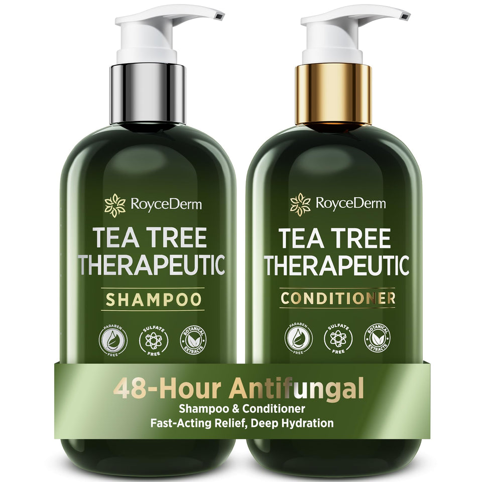 Roycederm front packaging showing shampoo and conditioner, clear therapeutic presentation