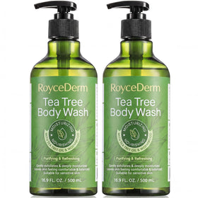 RoyceDerm front packaging showing two bottles and clear product benefit