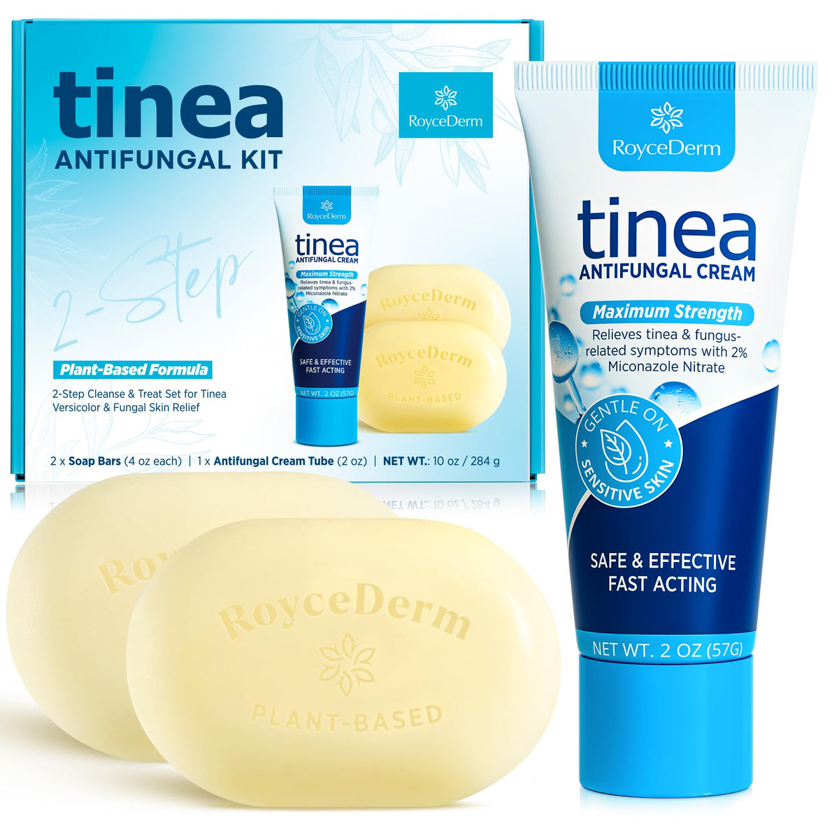 Roycederm kit front packaging showing both soap and cream with calming benefit