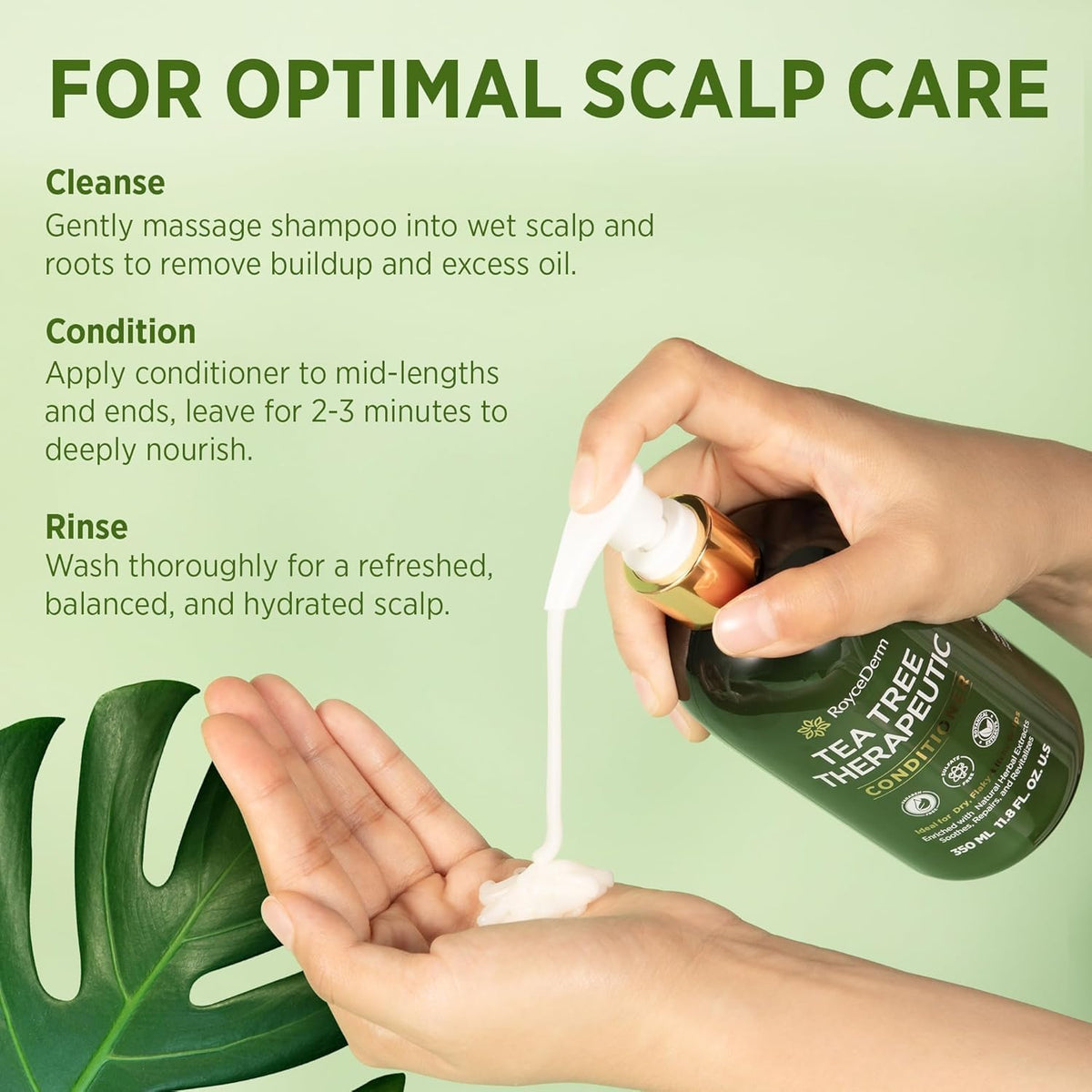 Roycederm label closeup highlighting tea tree and salicylic acid ingredients for clarity