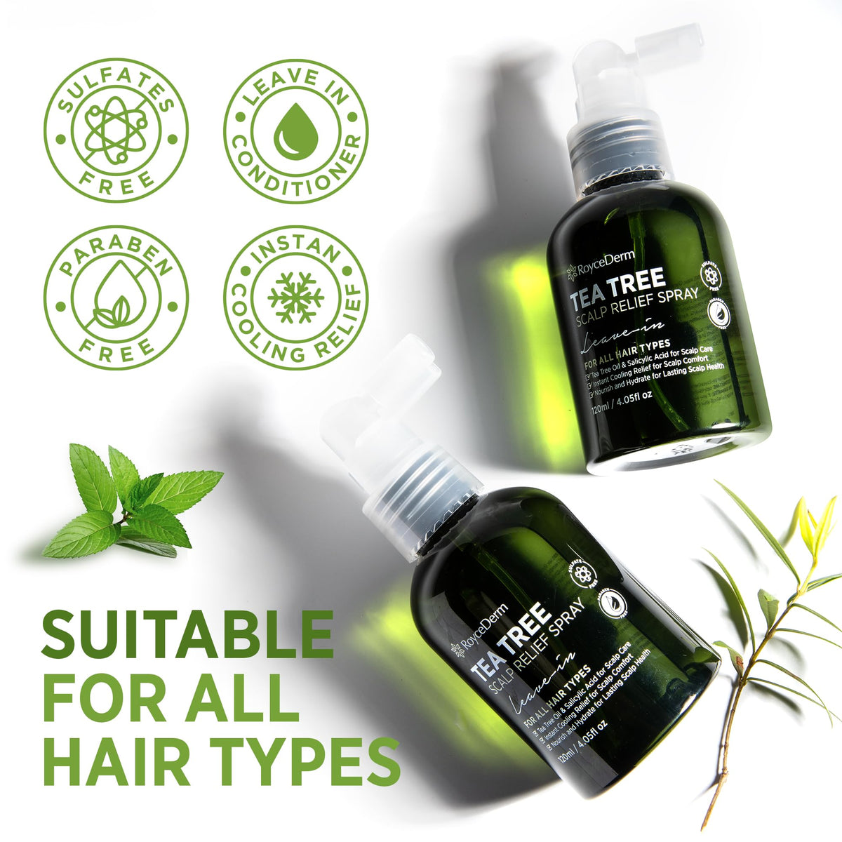RoyceDerm on bathroom shelf styled for everyday scalp care