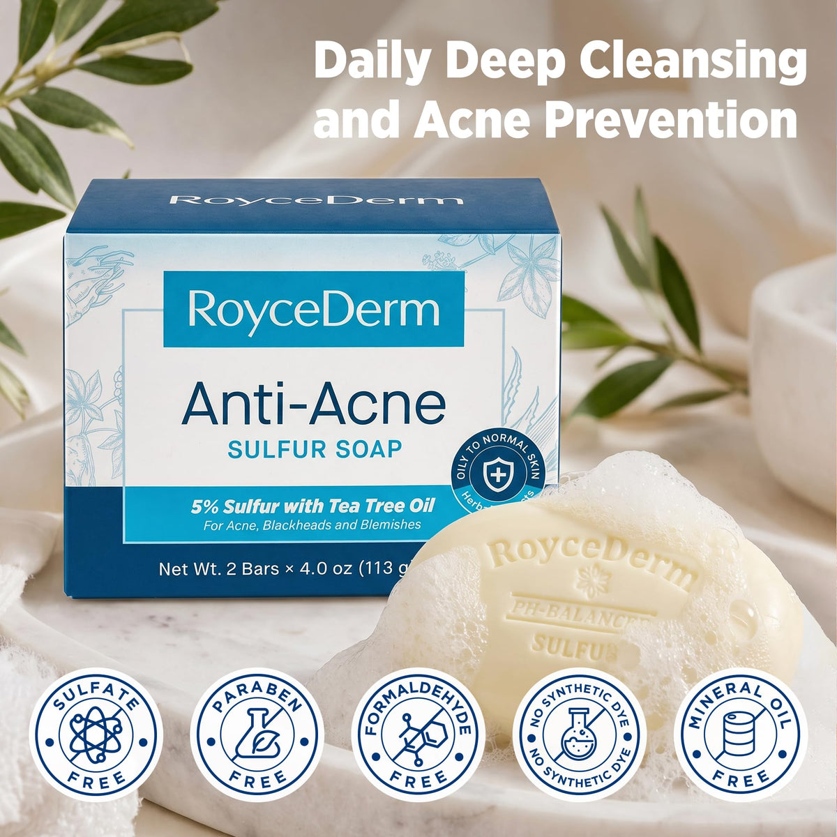 Roycederm bar on shower shelf illustrating everyday routine convenience