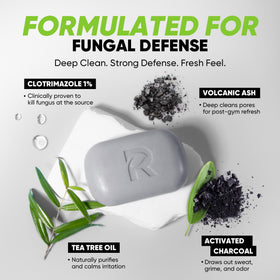 Roycederm ingredients display tea tree and pine tar supporting soothing care