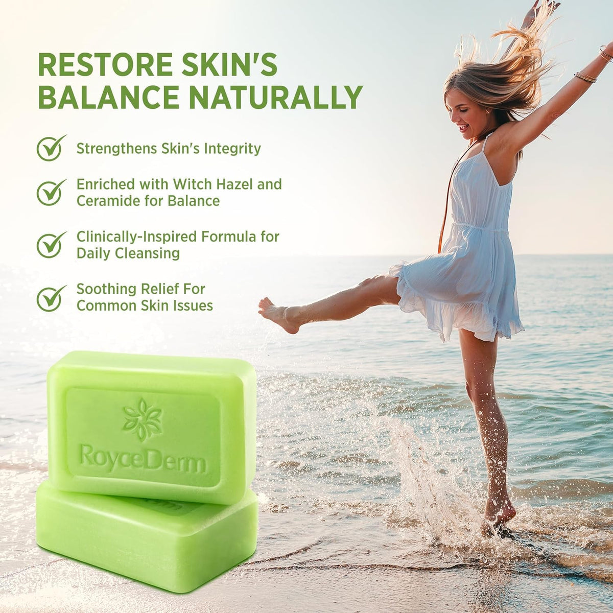Roycederm soap creating lather in shower for effective cleansing
