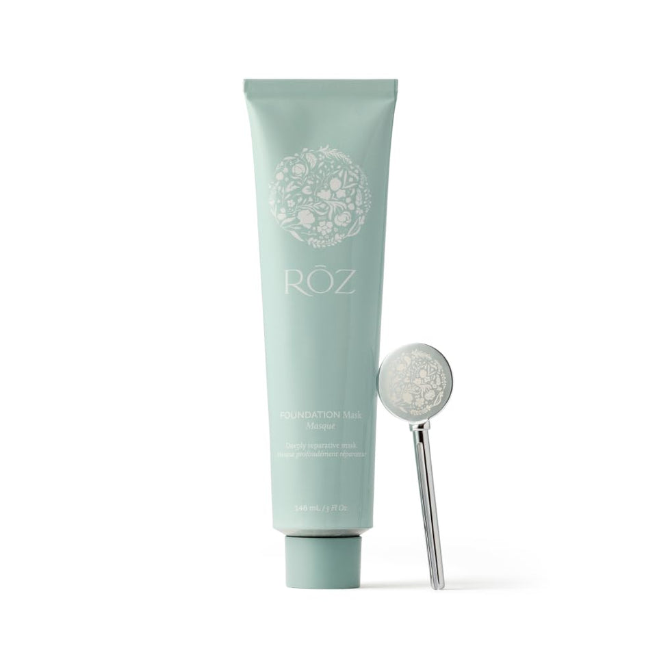 RŌZ foundation mask jar front view showing clean packaging and benefit