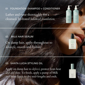 RŌZ in-shower use with hands applying product for manageable hair