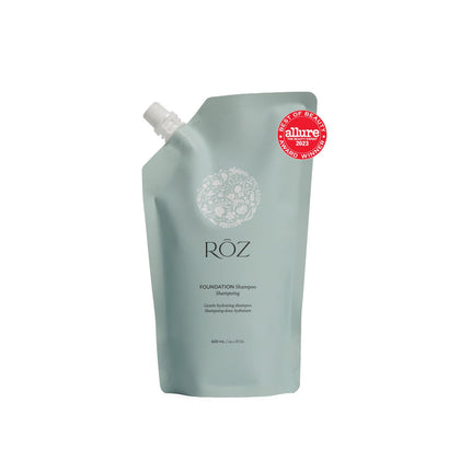 RŌZ refill pouch front view showing label and eco packaging benefit