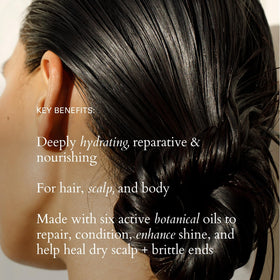 RŌZ applied to hair before wash showing shine and restored ends benefit