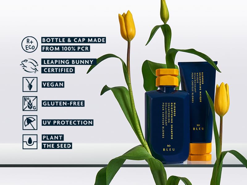 R+Co BLEU applied to blonde hair in shower for even neutralizing