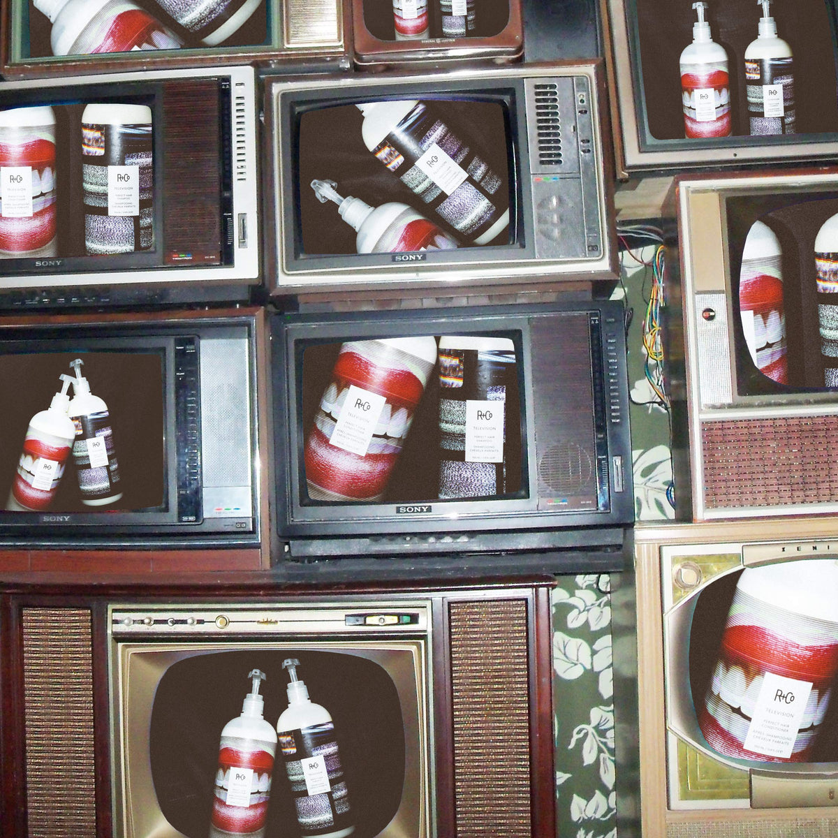 R+Co Television conditioner 1000 ml next to common objects showing the large professional-sized benefit