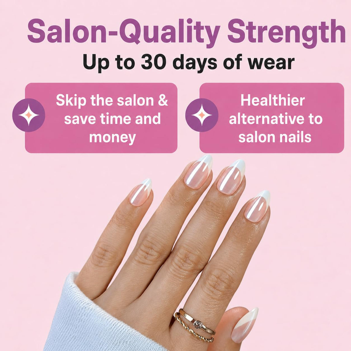 rpnzl lifestyle shot of nails on hand offering polished salon look instantly