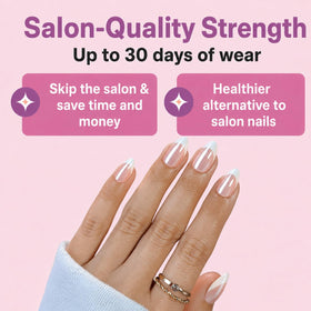 rpnzl lifestyle shot of nails on hand offering polished salon look instantly
