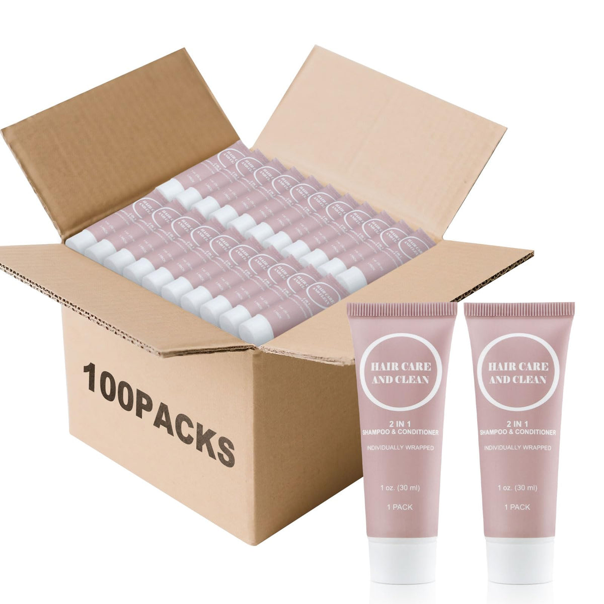 RSQAZQ front packaging showing 100 travel tubes, convenient bulk benefit