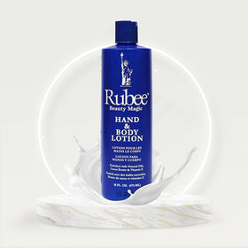 RUBEE close-up pump dispensing smooth lotion texture for quick absorption