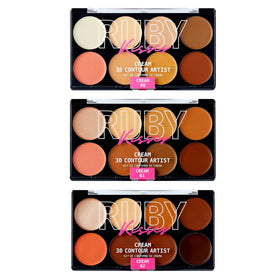 Ruby Kisses front packaging showing three cream contour sticks and benefits
