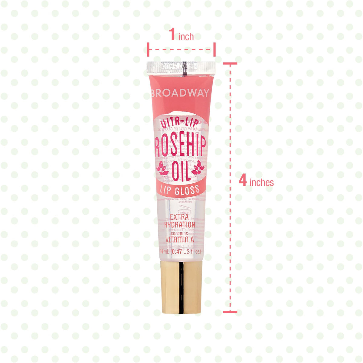 Ruby Kisses mini tube next to coin showing size and travel-friendly benefit