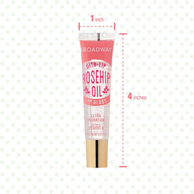 Ruby Kisses mini tube next to coin showing size and travel-friendly benefit