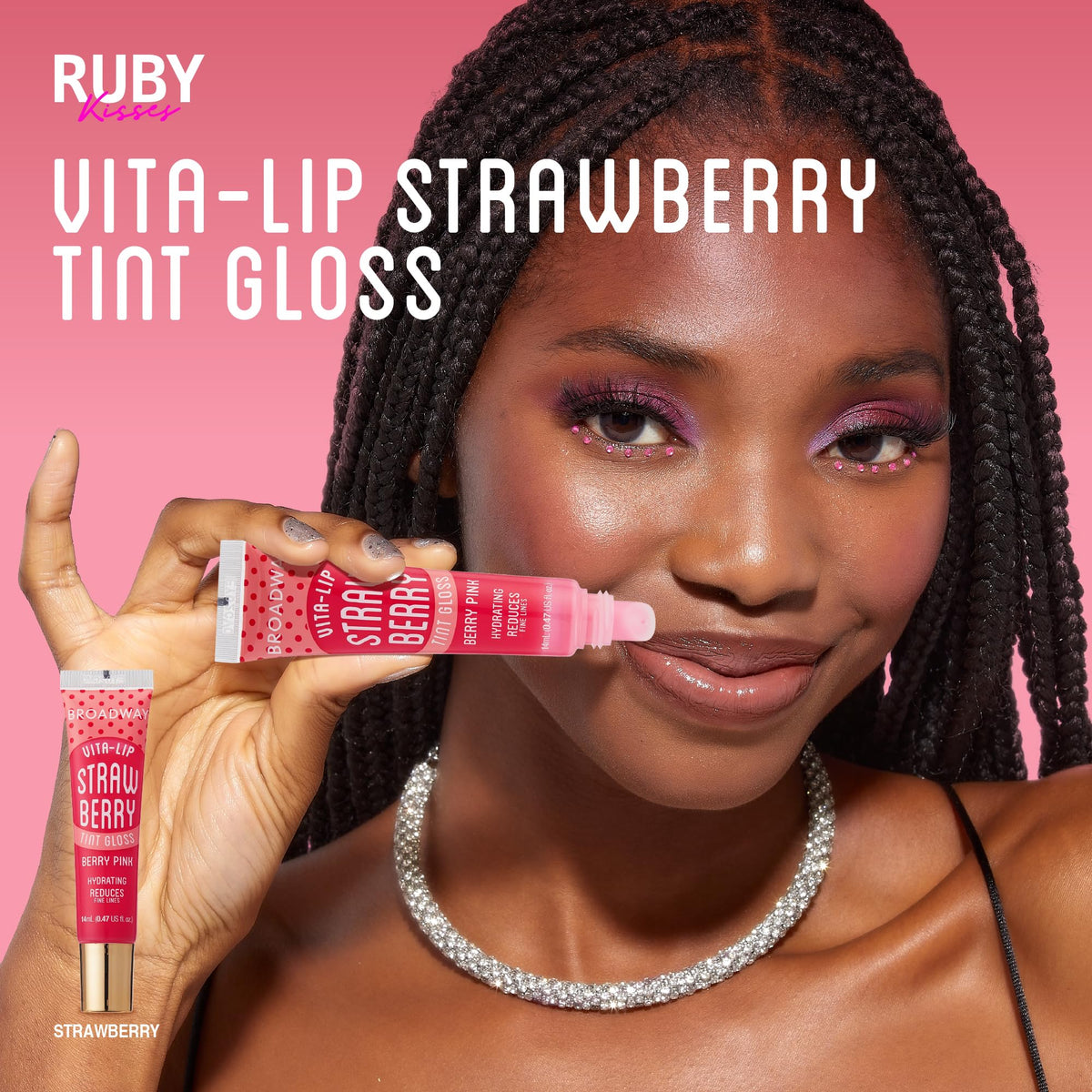 Ruby Kisses worn in daytime setting offering natural shine benefit