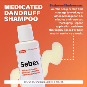 RUGBY LABORATORIES Sebex label detail highlighting 2% sulfur and 2% salicylic acid actives