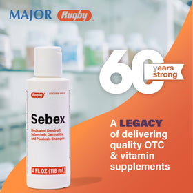 RUGBY LABORATORIES Sebex six-pack staged on shelf showing value and supply continuity benefit