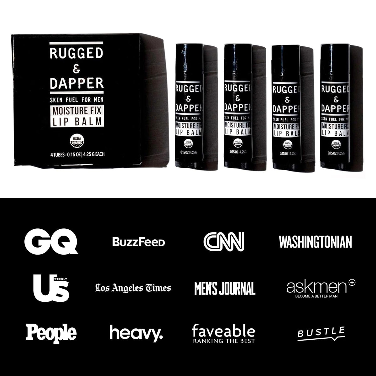 RUGGED & DAPPER four-pack layout illustrating convenient value pack