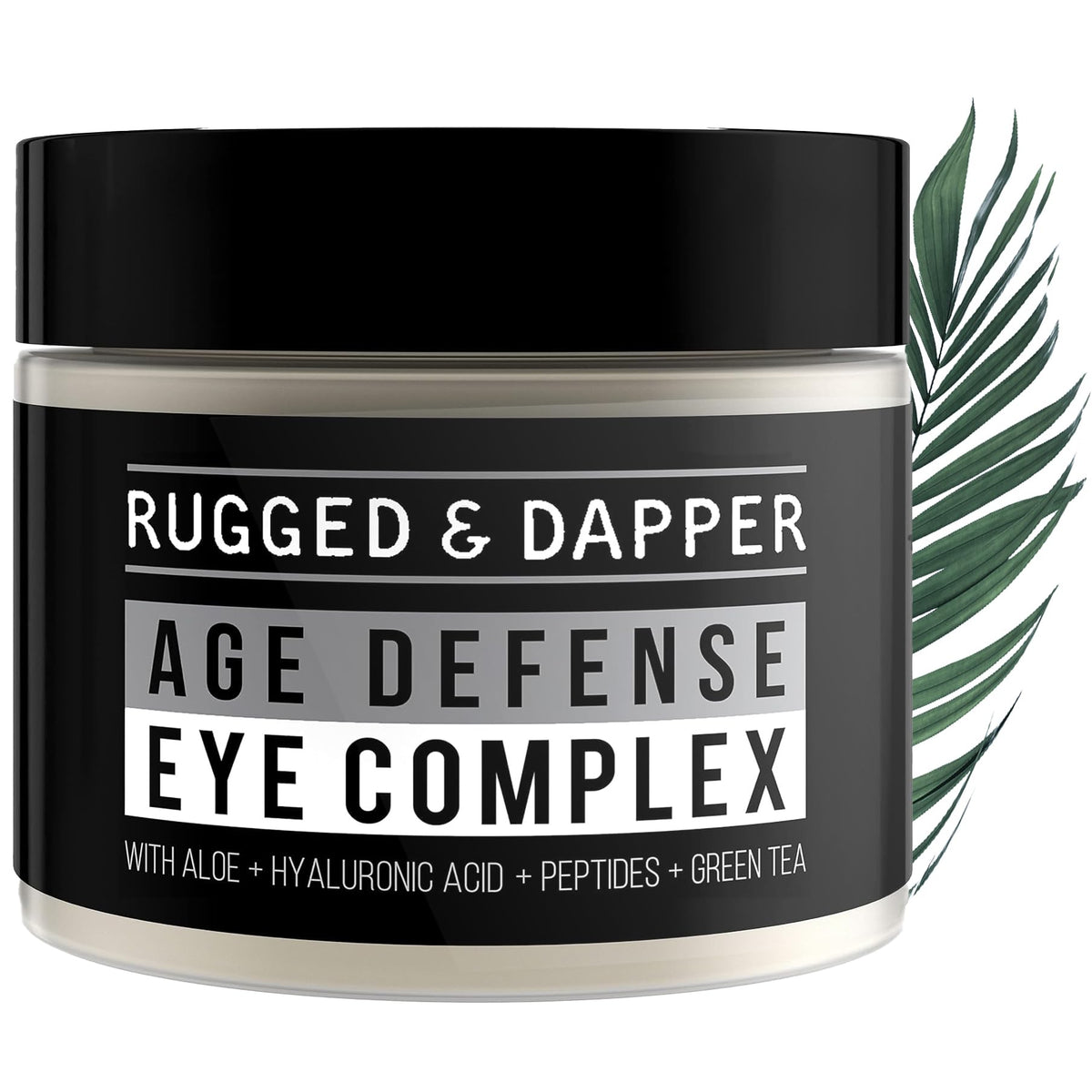 RUGGED & DAPPER front packaging showing clean unscented eye cream, travel-ready