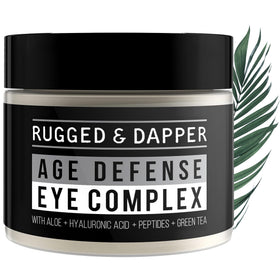 RUGGED & DAPPER front packaging showing clean unscented eye cream, travel-ready