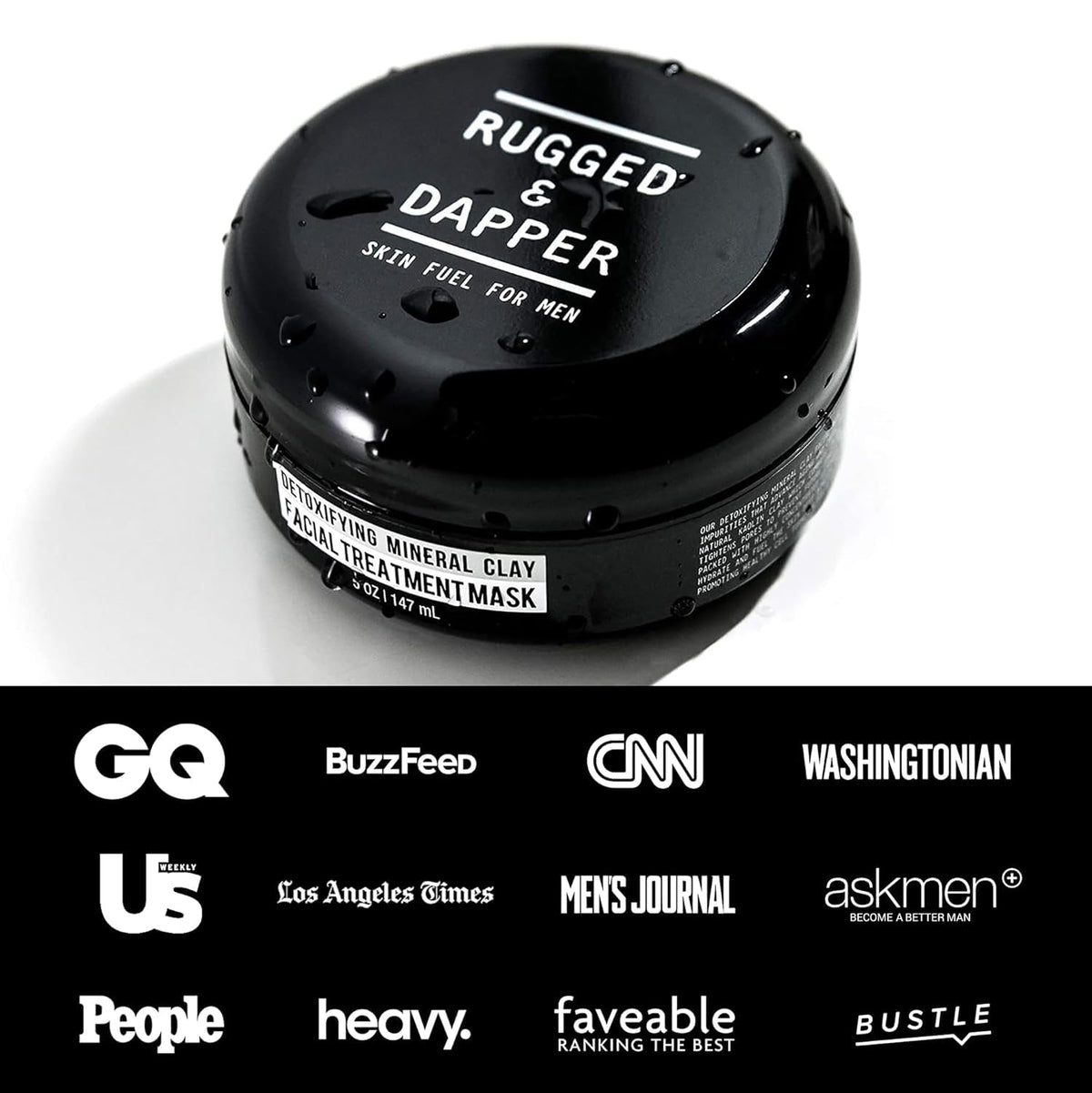 RUGGED & DAPPER kaolin clay in bowl emphasizing natural detoxifying ingredient