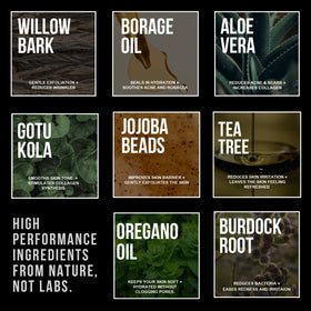 RUGGED & DAPPER label close-up listing vitamins, hyaluronic botanical and claims