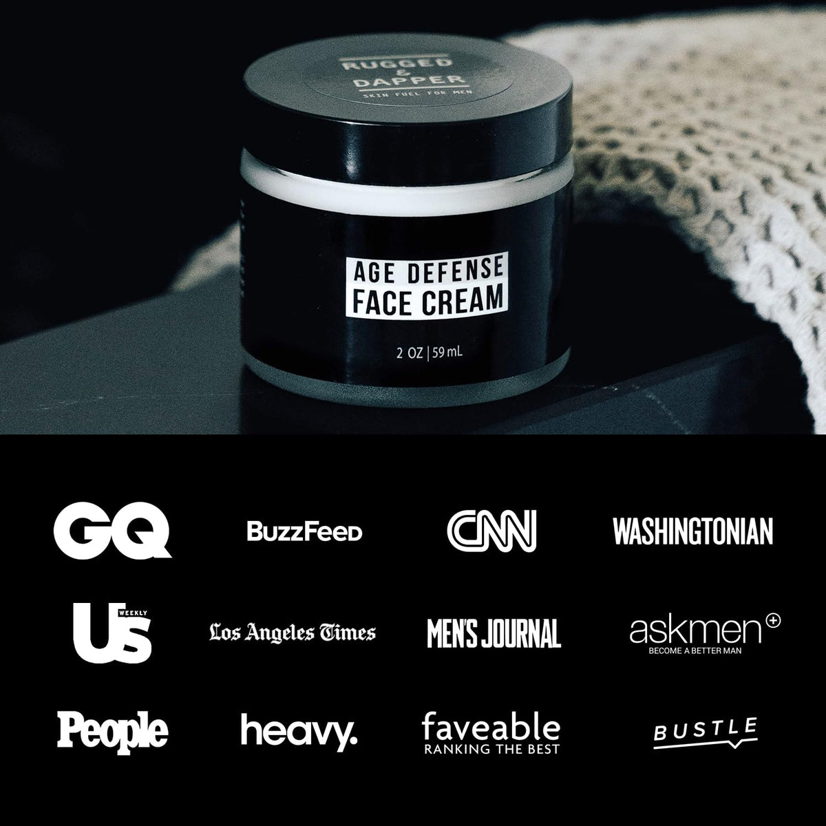 RUGGED & DAPPER cream on nightstand illustrating bedtime use for overnight nourishment