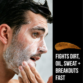 RUGGED & DAPPER Age + Damage Moisturizer tube detail highlighting quick-absorb benefit