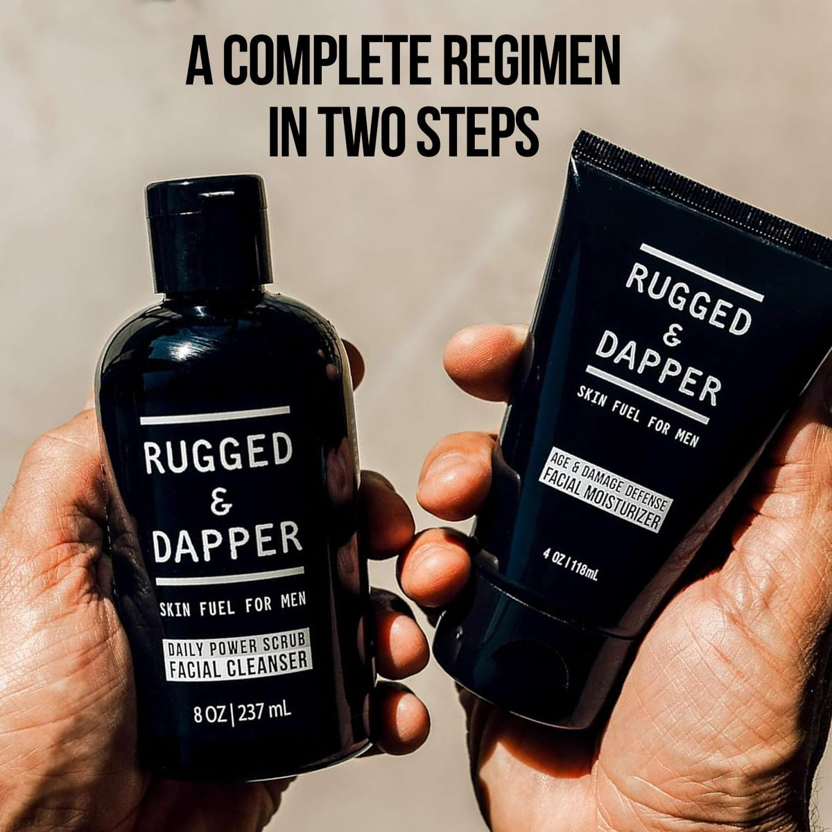 RUGGED & DAPPER travel-ready duo in pouch for easy packing benefit