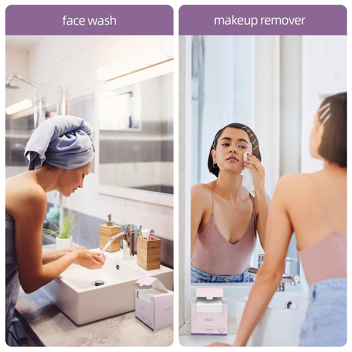 RUIJIU box resealable tab closure keeping towels fresh and protected