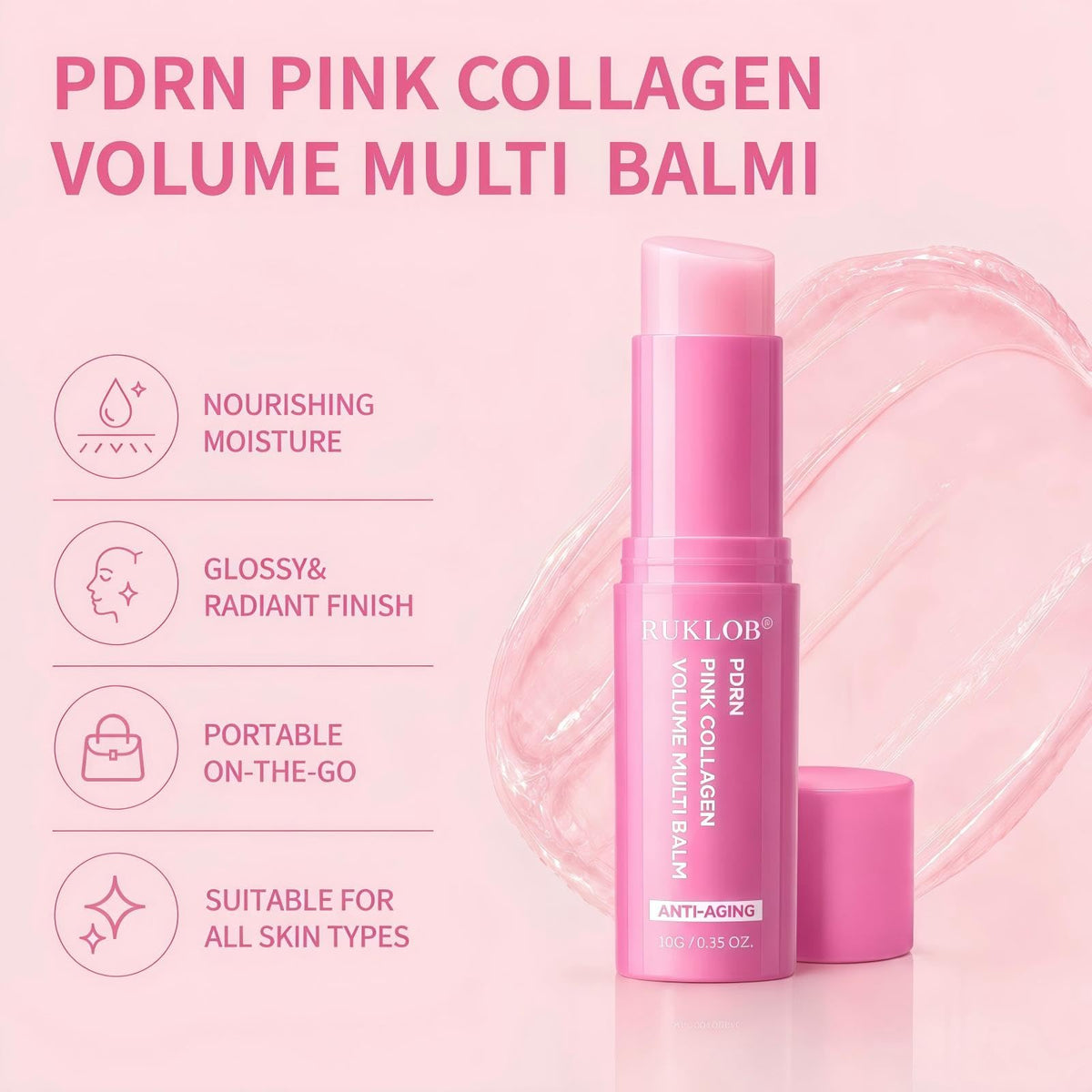 ruklob melting balm texture close-up demonstrating smooth glide and blendability