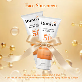 Runivu sunscreen creamy texture close-up indicating quick absorption benefit