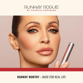 Runway Rogue Jet Set paired with LuxGloss showing layered shine and hydration benefit