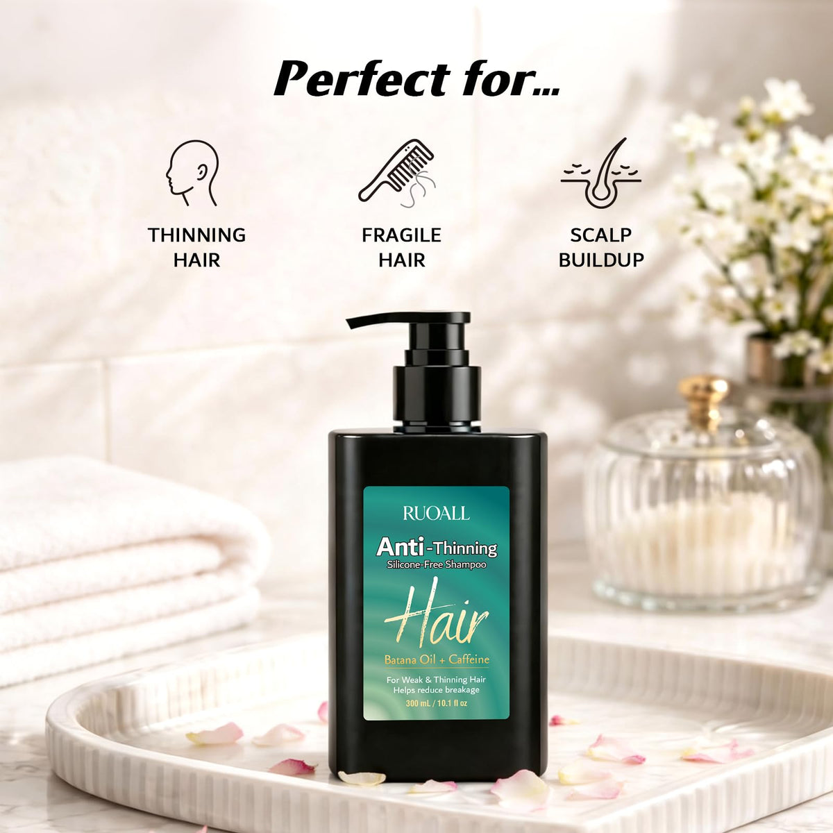RUOALL batana oil close-up droplet illustrating nourishing conditioning benefit