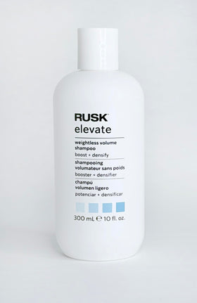 RUSK shampoo in use while blow-drying adding visible lift and long-lasting body