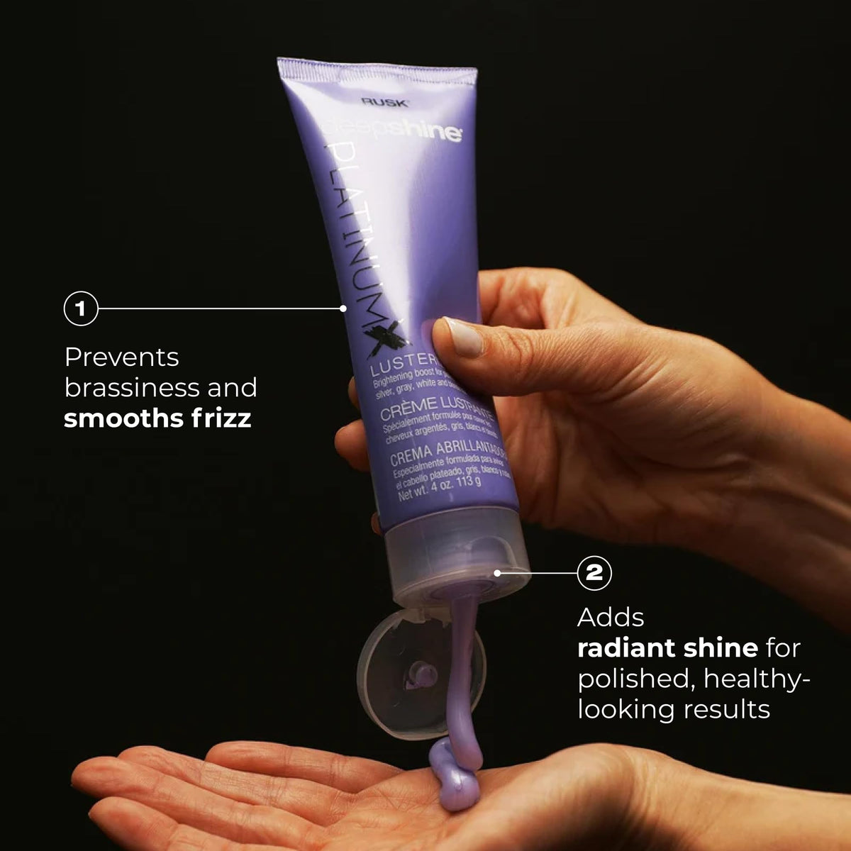 RUSK tube in hand highlighting size and travel-friendly convenience benefit