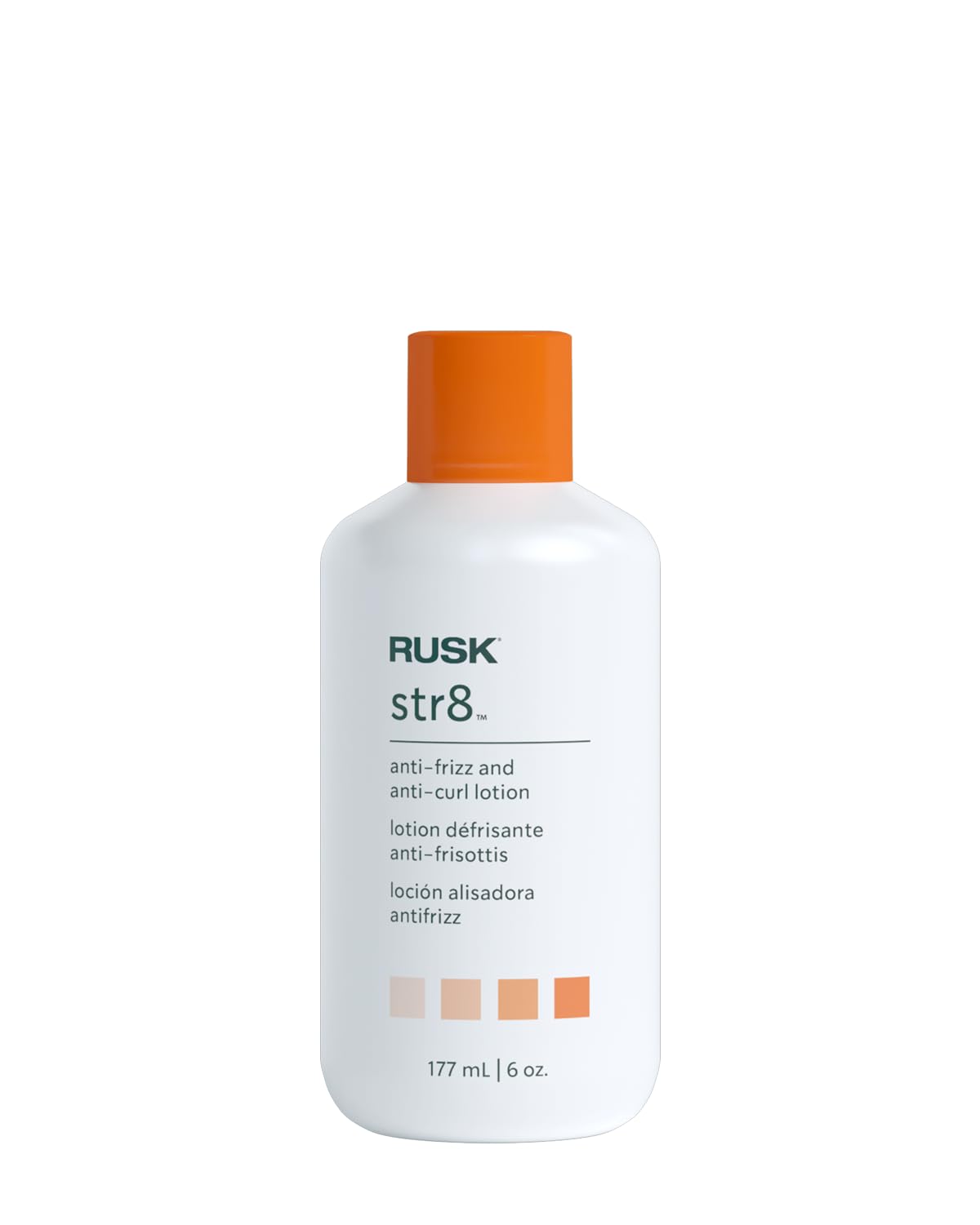 RUSK Str8 front packaging showing bottle and label, clear styling benefit