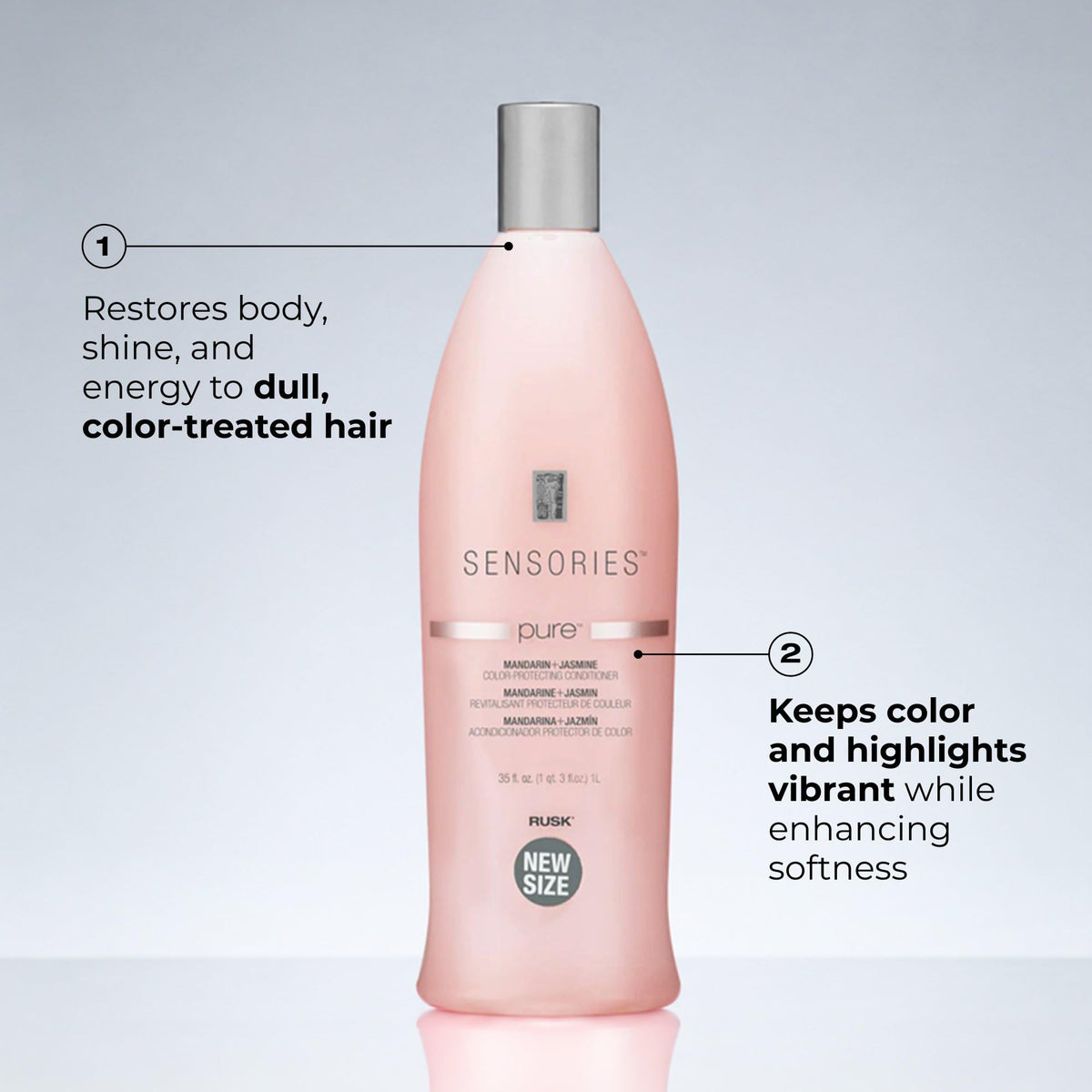 RUSK conditioner texture close-up showing creamy formula for smooth application