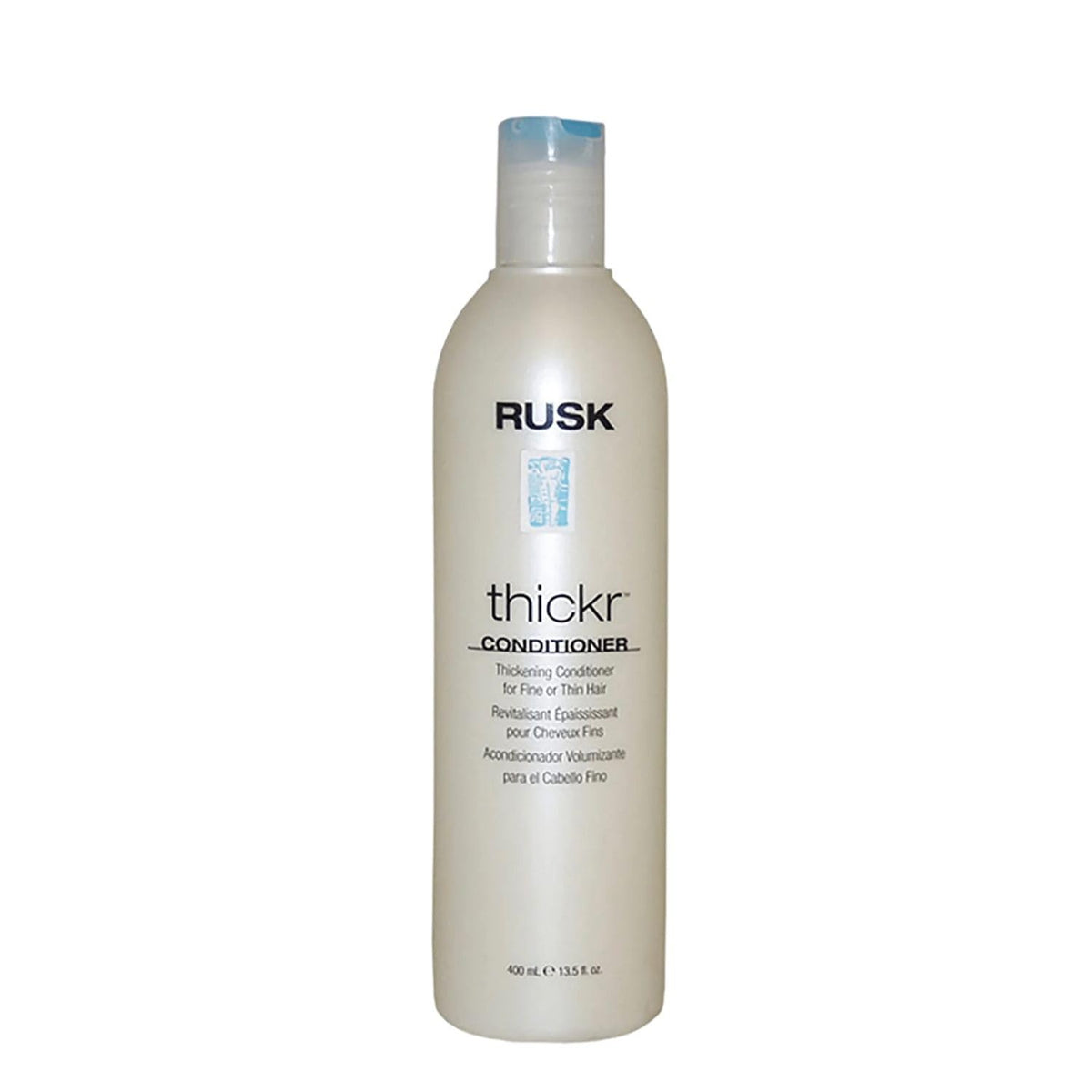 RUSK bottle front view showing label and size for easy identification and benefits