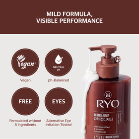 RYO conditioner being applied in shower demonstrating scalp and hair care