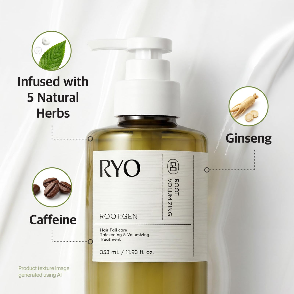Ryo ROOT:GEN conditioner being applied to hair to show easy detangling