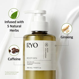 Ryo ROOT:GEN conditioner being applied to hair to show easy detangling