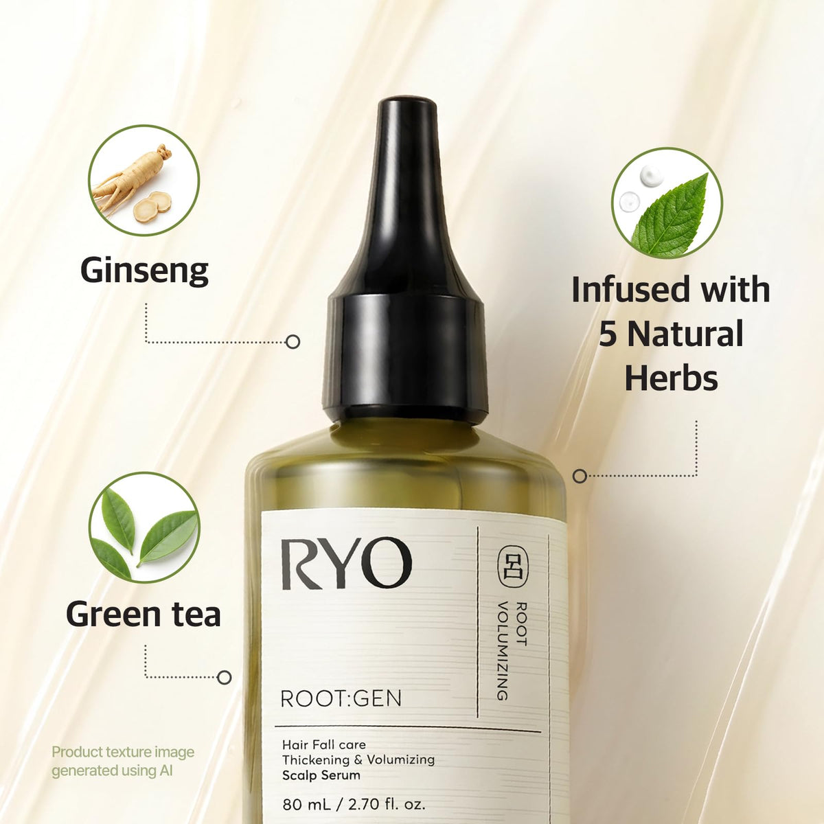RYO bottle next to hand for scale showing 2.7 fl oz size and travel-friendly design