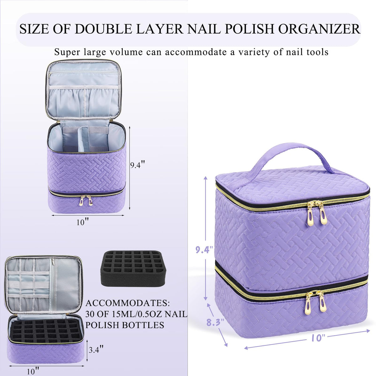 RZMAYIS bottom compartment holding 30 polish bottles upright for safe transport