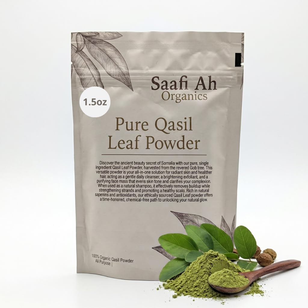 SAAFI AH ORGANICS front jar view showing natural qasil powder and clean packaging benefit